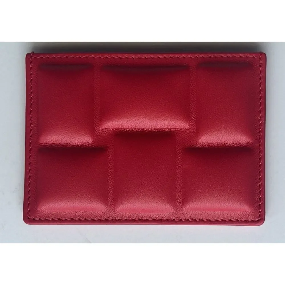 Bottega Veneta Intrecciato Quilted Leather Card Holder Red 701446 IT NWT $420